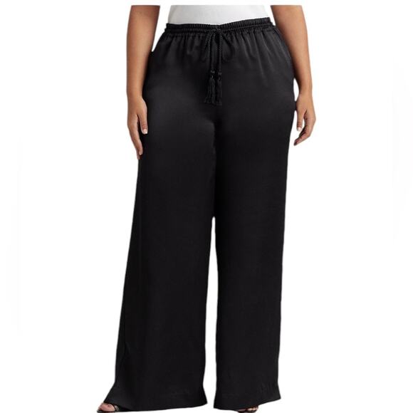 Lauren Ralph Lauren Satin Charmeuse Wide Leg Drawcord Pants Plus Size NEW 2X - Picture 3 of 9